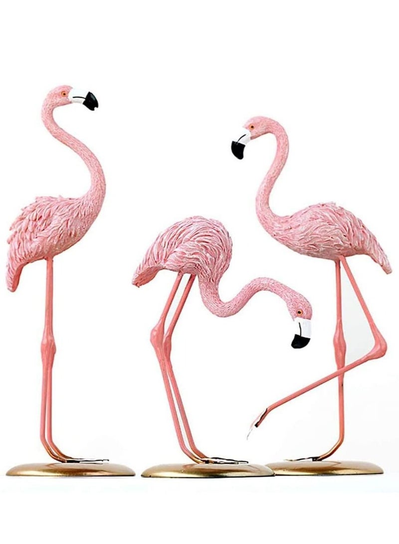 KASTWAVE 3 Pcs Set Flamingo Statue Ornaments Mini Ins Style Resin Sculpture Statue Home Wedding Gifts Desk Ornament Decoration Pink - Image 1