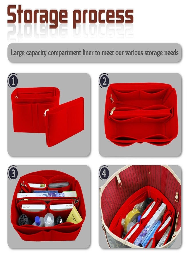 Lckaey organizer insert for Speedy 30 HandBag Compatible with more brand Tote Bag protective insert Y095crimson-L - Image 5