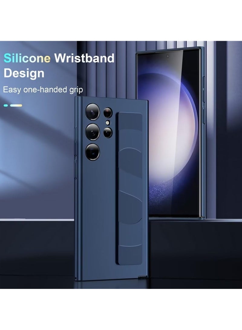 Silicone Wrist Strap Kickstand Holder Stand Wristband Elastic Band Armor Cover for Women Men,PC Anti-Scratch Ultra Slim Shockproof For Samsung Galaxy S25 Ultra Case - Clear - Image 2