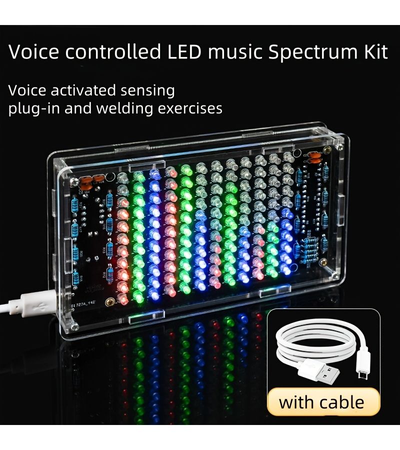 Music Spectrum Display Electronic Kit Voice Controlled Rhythm Light Soldering Practice No Shell - Image 4
