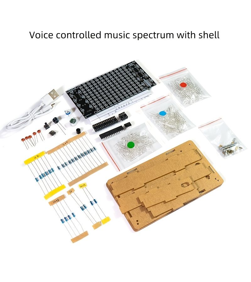 Music Spectrum Display Electronic Kit Voice Controlled Rhythm Light Soldering Practice No Shell - Image 1
