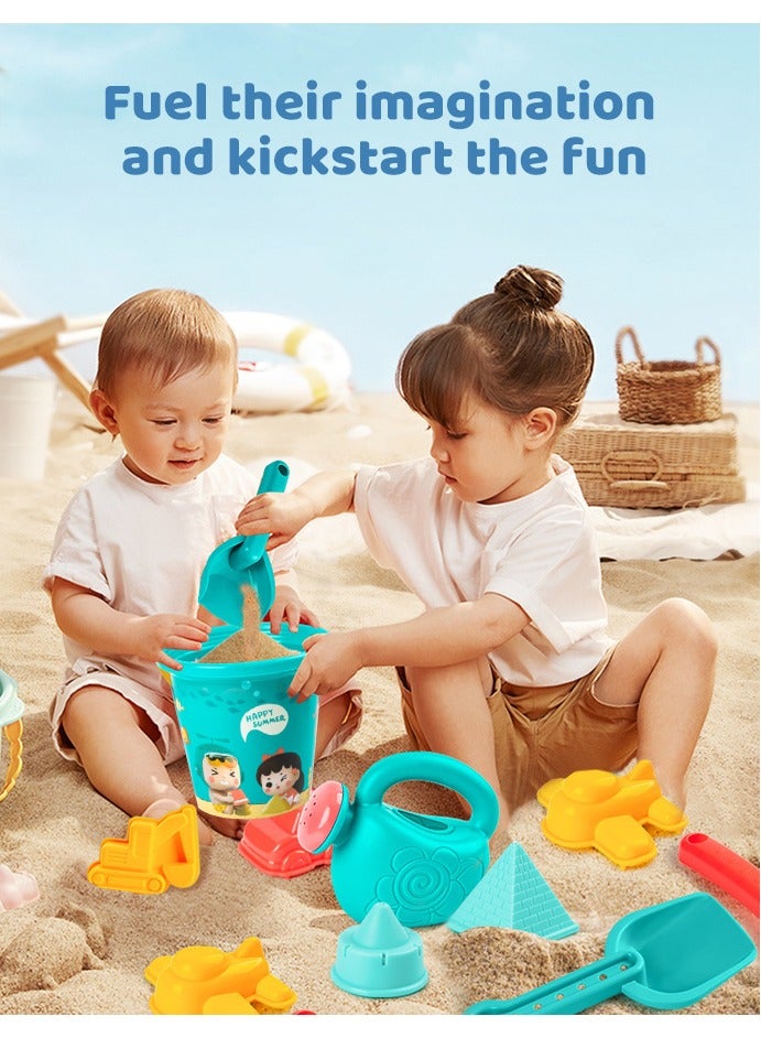 Sand kids 18-Pieces Beach play Toys With Mesh Bag,Including Spoon, Kettle, Bucket, Shaping Module, Shovel,Summer Outdoor Toy. Suitable for boys girls children - Image 4