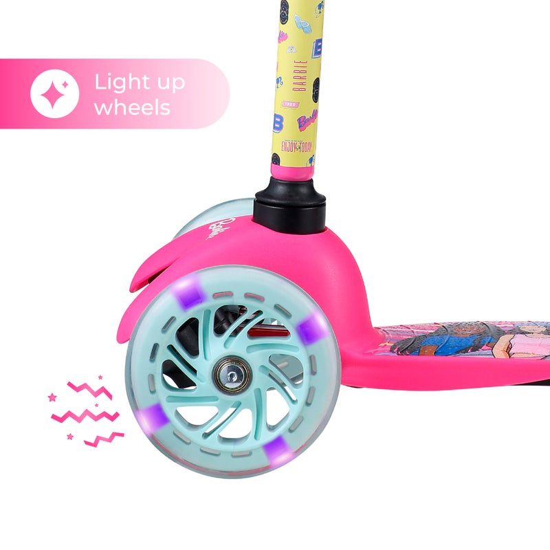 VOYAGER سكوتر باربي ذاتي التوازن مع عجلات مضيئة، منصة عريضة جداً، 3 عجلات، فرامل تعمل بالقدم، حد وزن 75 رطل، للأطفال والرضع، للبنات أو الأولاد، للأعمار من 3 سنوات وما فوق - Image 3