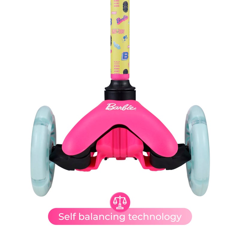 VOYAGER سكوتر باربي ذاتي التوازن مع عجلات مضيئة، منصة عريضة جداً، 3 عجلات، فرامل تعمل بالقدم، حد وزن 75 رطل، للأطفال والرضع، للبنات أو الأولاد، للأعمار من 3 سنوات وما فوق - Image 4