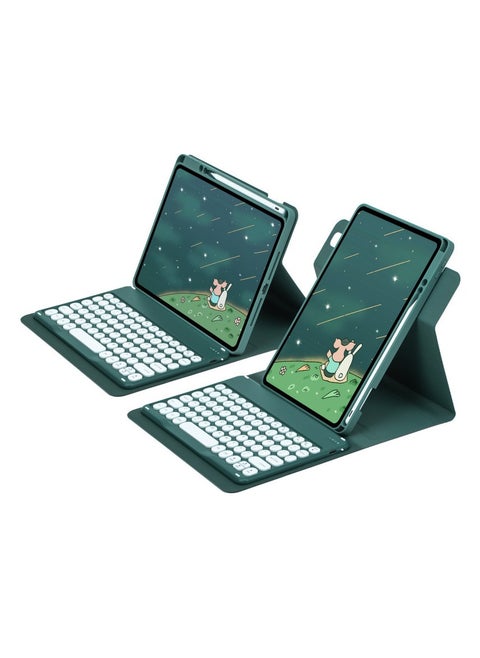 For iPad 10th Gen 10.9 Bluetooth Keyboard 360 Degree Swivel Case Acrylic Stand with Pen Tray and Detachable Round Cap Keyboard, Compatible with iPad 10th Gen 10.9