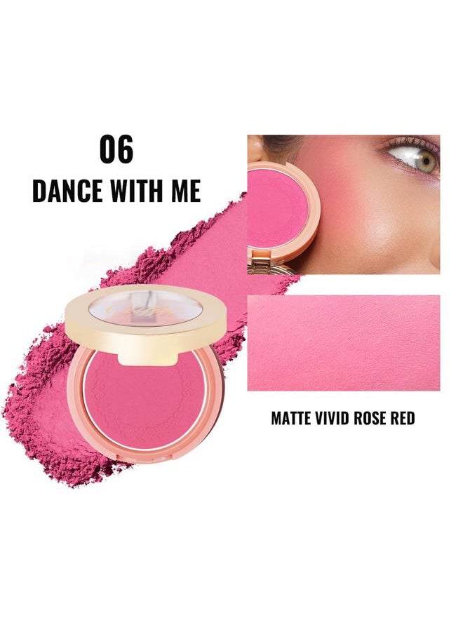 Oulac Hot Pink Blush Makeup| Highly Pigmented Powder Blush| Natural Matte| Shape & Highlight Face| Cruelty-Free Blush with Rose Oil| 06 Dance with me 4.8g  - Image 2