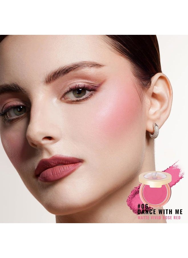 Oulac Hot Pink Blush Makeup| Highly Pigmented Powder Blush| Natural Matte| Shape & Highlight Face| Cruelty-Free Blush with Rose Oil| 06 Dance with me 4.8g  - Image 3