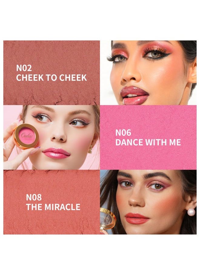 Oulac Hot Pink Blush Makeup| Highly Pigmented Powder Blush| Natural Matte| Shape & Highlight Face| Cruelty-Free Blush with Rose Oil| 06 Dance with me 4.8g  - Image 4