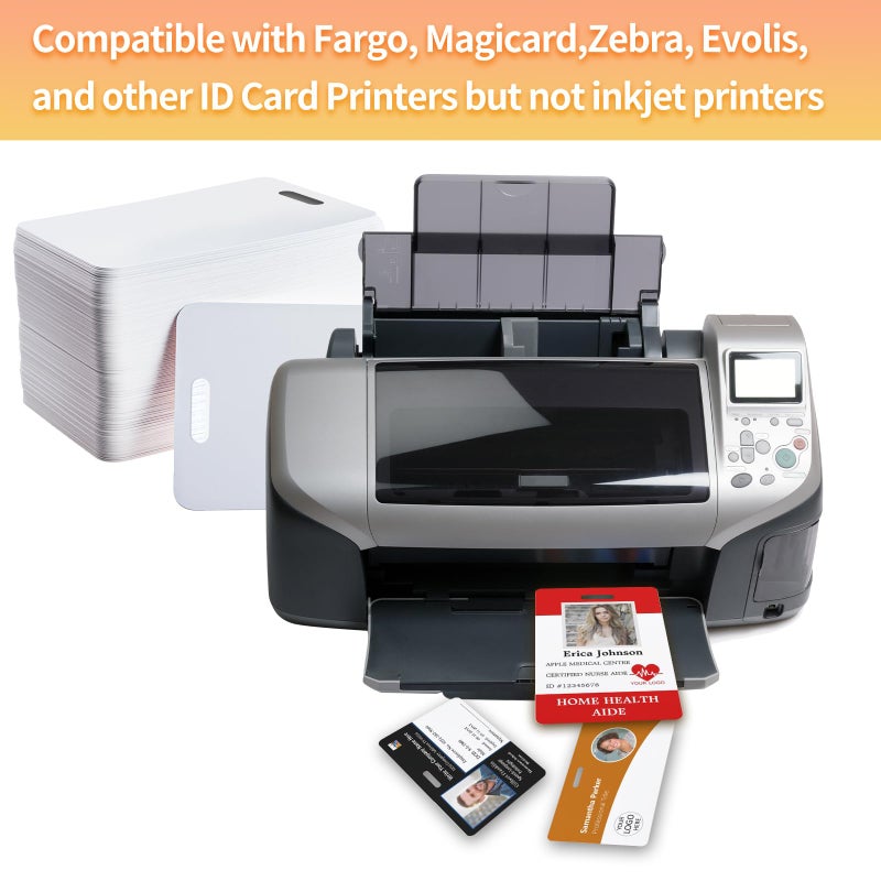 Klmnduo 20 Pack Premium Blank PVC Cards with Slot Punch on Short Side - CR80 30mil Vertical Slot Punch Blank Credit Cards for ID Badge Card Printers - Graphic Quality PVC Cards for Business Office - Image 5