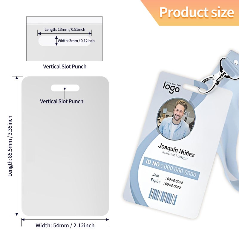Klmnduo 20 Pack Premium Blank PVC Cards with Slot Punch on Short Side - CR80 30mil Vertical Slot Punch Blank Credit Cards for ID Badge Card Printers - Graphic Quality PVC Cards for Business Office - Image 4