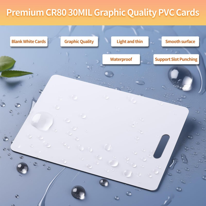 Klmnduo 20 Pack Premium Blank PVC Cards with Slot Punch on Short Side - CR80 30mil Vertical Slot Punch Blank Credit Cards for ID Badge Card Printers - Graphic Quality PVC Cards for Business Office - Image 3