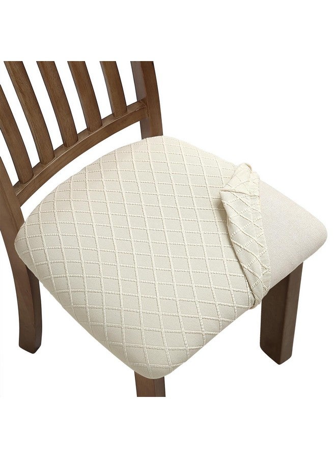 Fuloon Stretch Chair Seat Covers 6 PCS, Removable Washable Dining Chair Covers Anti-Dust Dining Room Seat Cushion Slipcovers (6, Beige) - Image 1