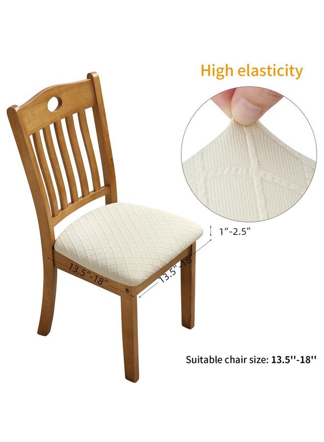 Fuloon Stretch Chair Seat Covers 6 PCS, Removable Washable Dining Chair Covers Anti-Dust Dining Room Seat Cushion Slipcovers (6, Beige) - Image 3