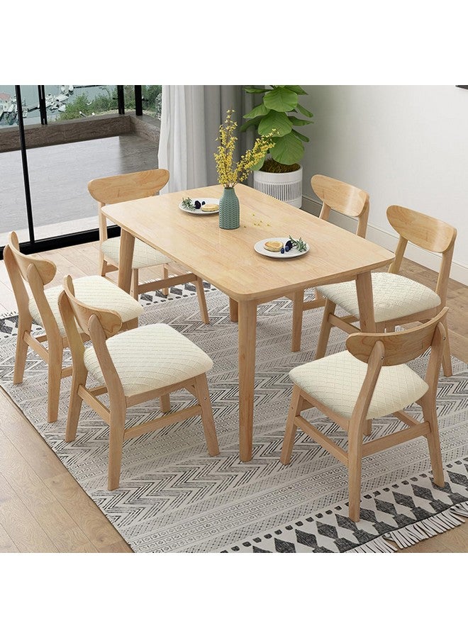 Fuloon Stretch Chair Seat Covers 6 PCS, Removable Washable Dining Chair Covers Anti-Dust Dining Room Seat Cushion Slipcovers (6, Beige) - Image 2