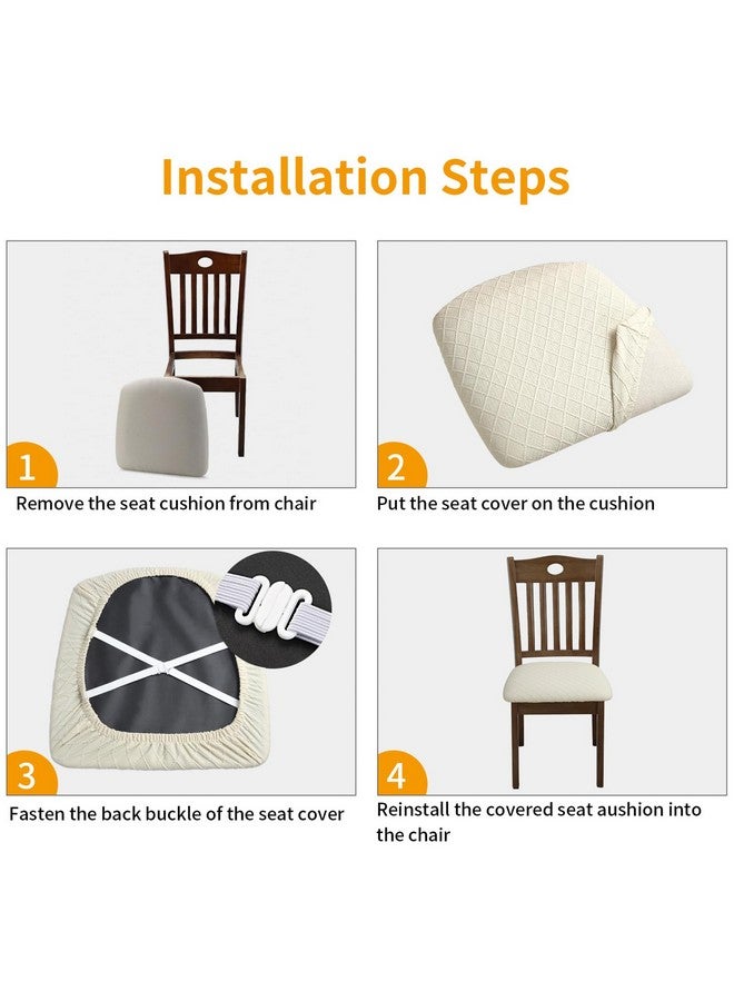 Fuloon Stretch Chair Seat Covers 6 PCS, Removable Washable Dining Chair Covers Anti-Dust Dining Room Seat Cushion Slipcovers (6, Beige) - Image 4