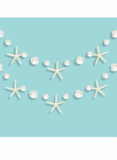 Nautical Party Decoration, Flat Paper Starfish Sea Shell Garland Hanging Kit for Beach Wedding Decorations
