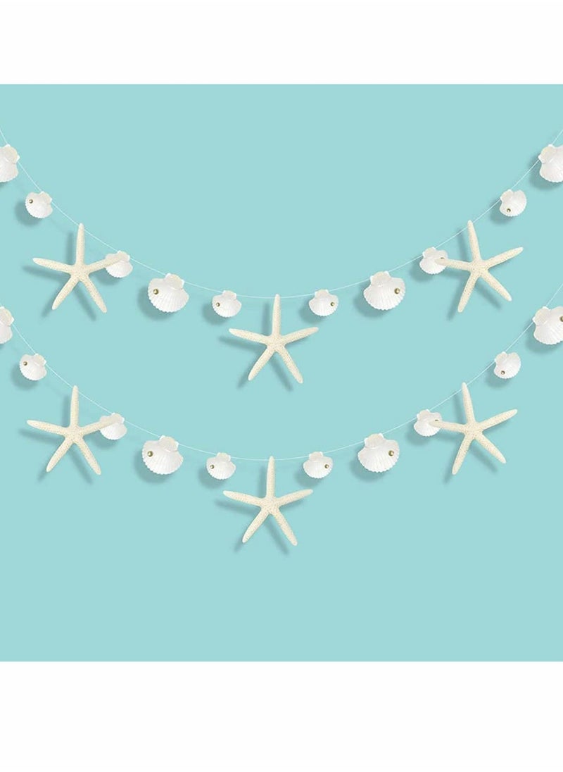 Excefore - Nautical Party Decoration, Flat Paper Starfish Sea Shell Garland Hanging Kit for Beach Wedding Decorations - Image 1