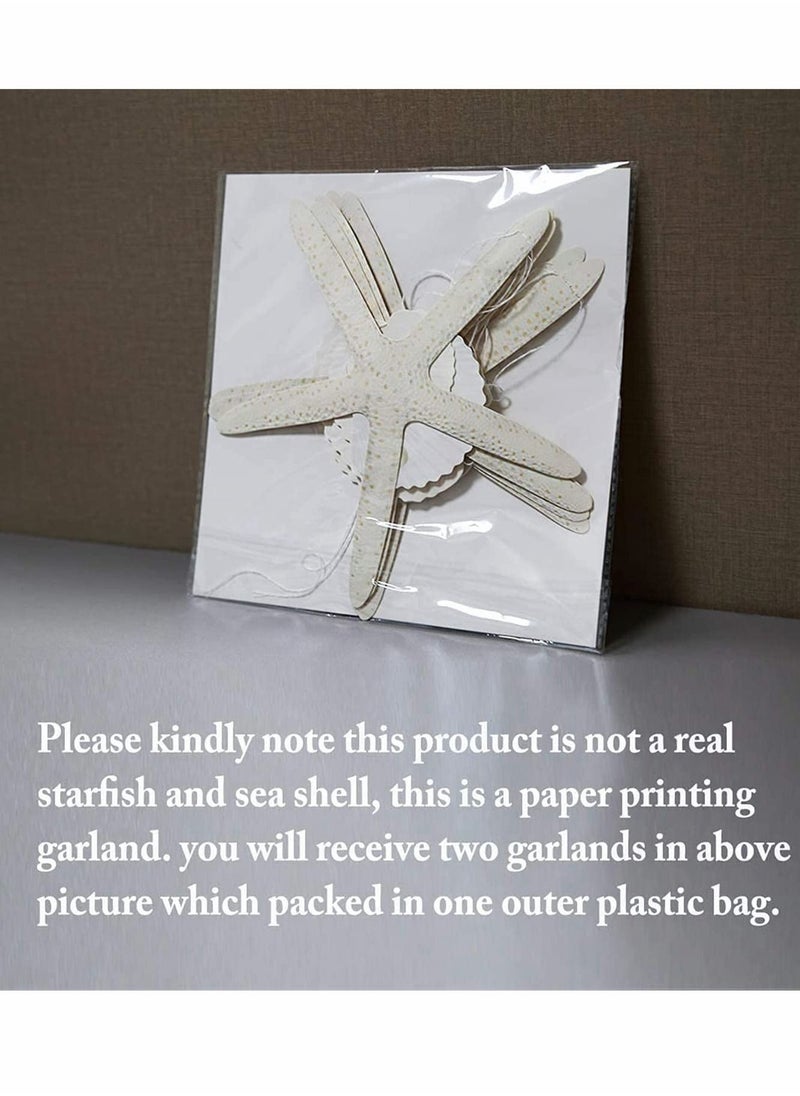 Excefore - Nautical Party Decoration, Flat Paper Starfish Sea Shell Garland Hanging Kit for Beach Wedding Decorations - Image 1