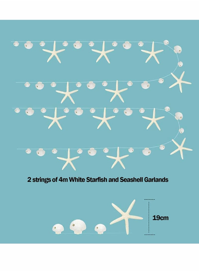 Excefore - Nautical Party Decoration, Flat Paper Starfish Sea Shell Garland Hanging Kit for Beach Wedding Decorations - Image 1