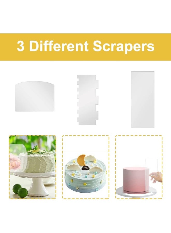 TPGP مجموعة أدوات كشط الكعك الأكريليكية TPGP 3 قطع - مشط تزيين الكعك الكبير - أداة تنعيم حواف الكعك - كشاط خطوط لتزيين الكعك بالثلج والكريمة الزبدية، 30/24/10 سم - Image 4