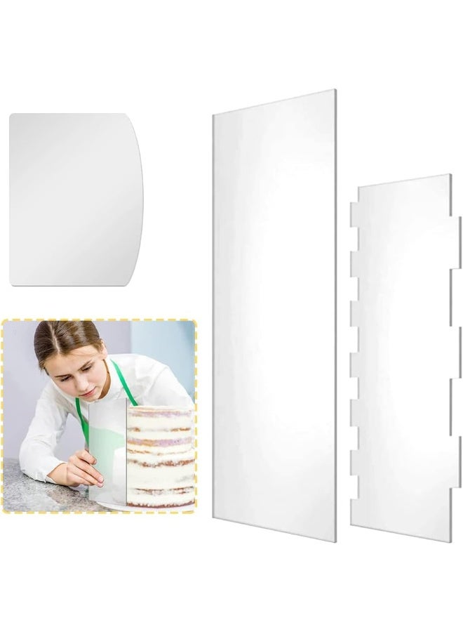 TPGP مجموعة أدوات كشط الكعك الأكريليكية TPGP 3 قطع - مشط تزيين الكعك الكبير - أداة تنعيم حواف الكعك - كشاط خطوط لتزيين الكعك بالثلج والكريمة الزبدية، 30/24/10 سم - Image 1