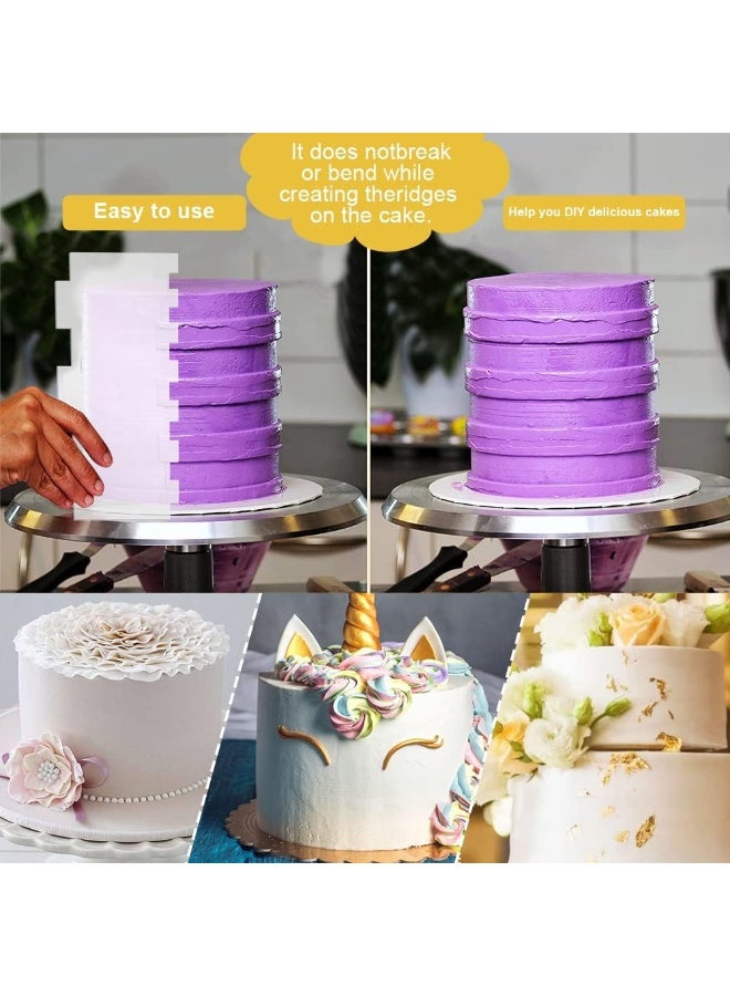 TPGP مجموعة أدوات كشط الكعك الأكريليكية TPGP 3 قطع - مشط تزيين الكعك الكبير - أداة تنعيم حواف الكعك - كشاط خطوط لتزيين الكعك بالثلج والكريمة الزبدية، 30/24/10 سم - Image 5
