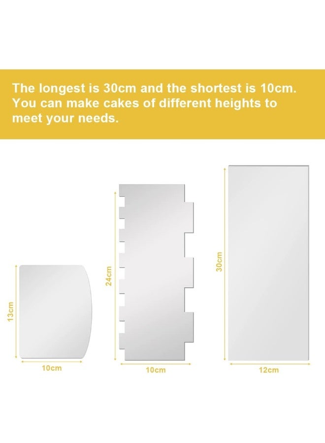 TPGP مجموعة أدوات كشط الكعك الأكريليكية TPGP 3 قطع - مشط تزيين الكعك الكبير - أداة تنعيم حواف الكعك - كشاط خطوط لتزيين الكعك بالثلج والكريمة الزبدية، 30/24/10 سم - Image 2