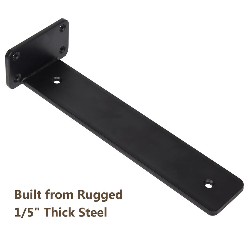 NEODROP NEODROP 6 Pack 12 Inch Floating Shelf Brackets Heavy Duty Hidden Wall LBrackets for Kitchen Fireplace Mantels Bookshelves Floating Shelf Hardware Black Powder Coated Steel  - Image 4