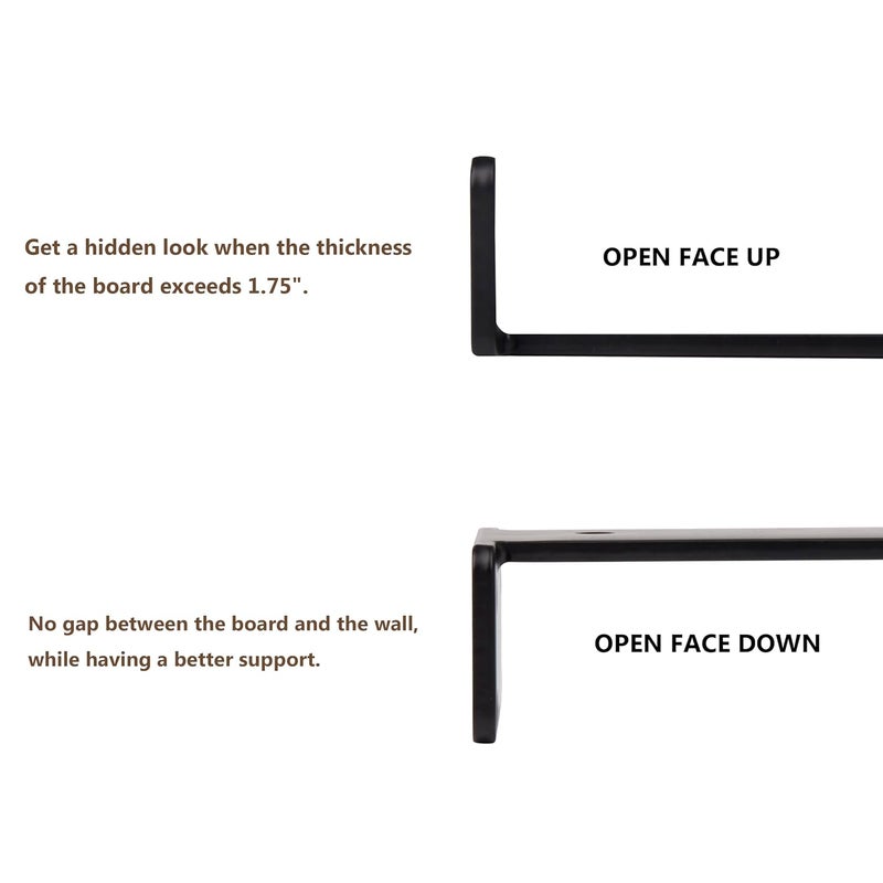NEODROP NEODROP 6 Pack 12 Inch Floating Shelf Brackets Heavy Duty Hidden Wall LBrackets for Kitchen Fireplace Mantels Bookshelves Floating Shelf Hardware Black Powder Coated Steel  - Image 5