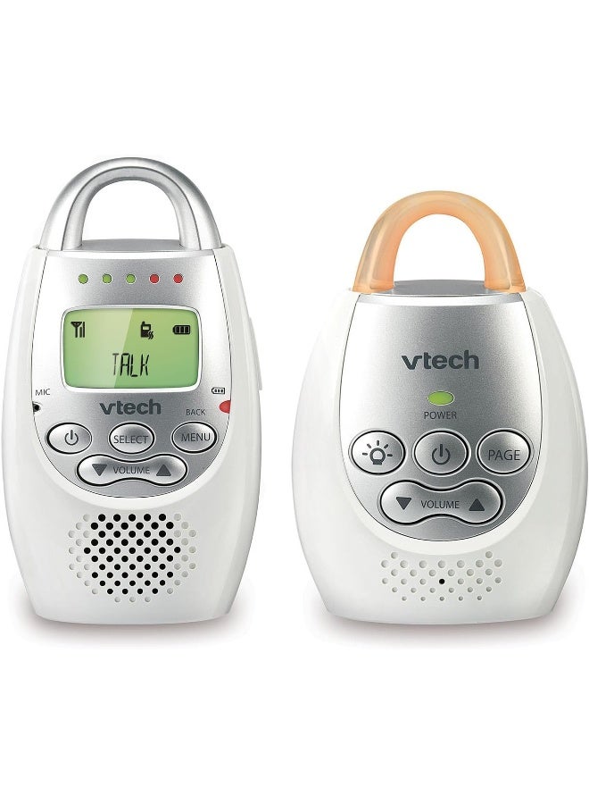 VTech DM221 Audio Baby Monitor with up to 1,000 ft of Range, Vibrating Sound-Alert, Talk Back Intercom & Night Light Loop, White/Silver - Image 1