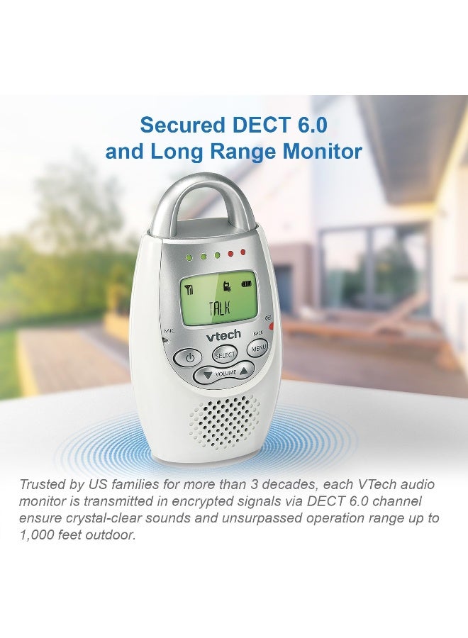 VTech DM221 Audio Baby Monitor with up to 1,000 ft of Range, Vibrating Sound-Alert, Talk Back Intercom & Night Light Loop, White/Silver - Image 5