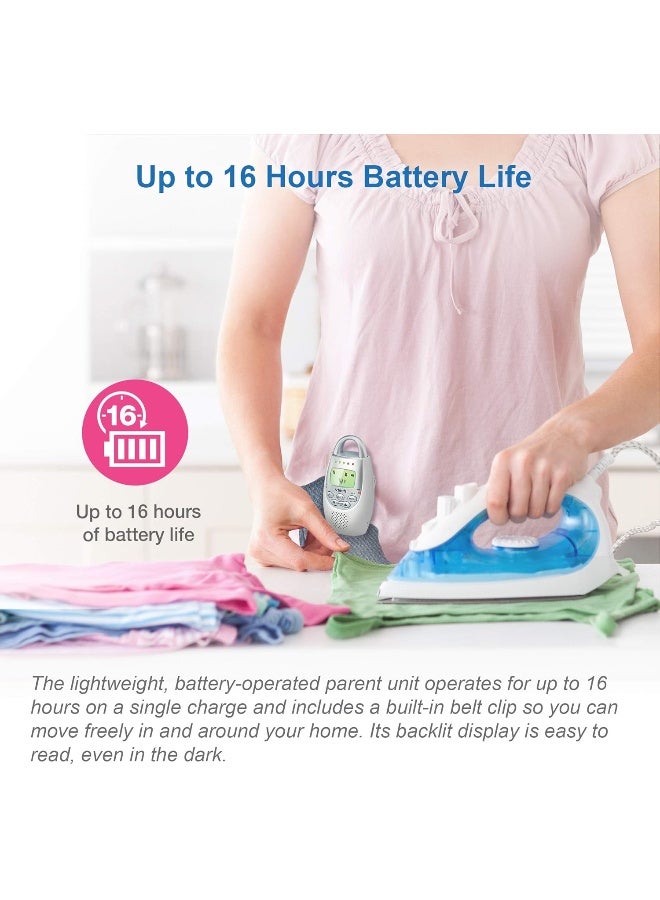 VTech DM221 Audio Baby Monitor with up to 1,000 ft of Range, Vibrating Sound-Alert, Talk Back Intercom & Night Light Loop, White/Silver - Image 3