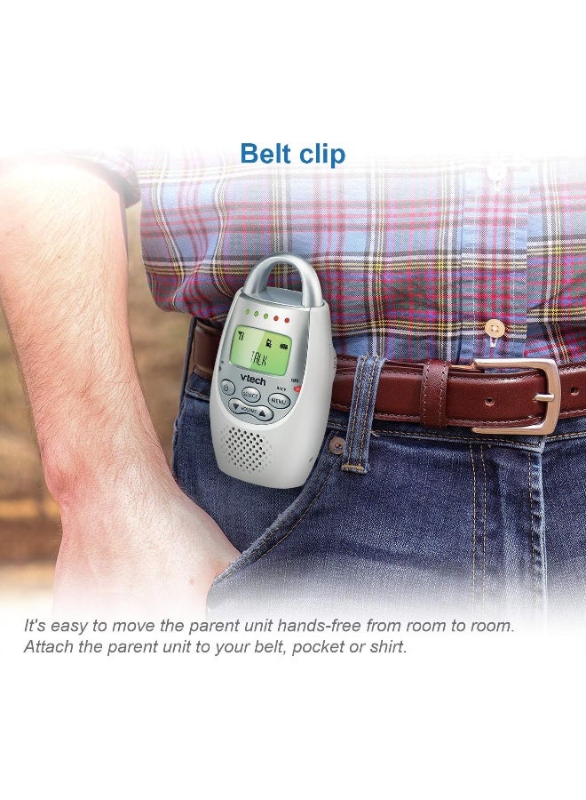 VTech DM221 Audio Baby Monitor with up to 1,000 ft of Range, Vibrating Sound-Alert, Talk Back Intercom & Night Light Loop, White/Silver - Image 4