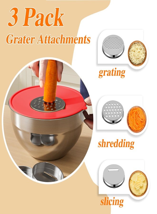 Winproper Mixing Bowls with Lids Set, 6 PCS Stainless Steel Mixing Bowls with 3 Grater Attachments, Kitchen Food Organizers Nesting Mixing Bowl, Large Size 4.5, 3.5, 2.1, 1.5, 1.1, 0.7QT-Colorful - Image 3