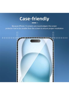 6 Pcs iPhone 15/15 Pro Screen Protector, 9H Tempered Glass Film, Anti-Fingerprint Black Edge Tempered-Glass Film - pzsku/ZBBB29592CF9DBC0D2775Z/45/_/1710987595/31bafea6-5d29-4061-aa40-72971e26b04d