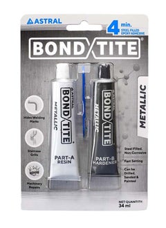ASTRAL Astral Bondtite Metallic 4-Min Steel Filled Epoxy Adhesive, Metal Filled, Fast Setting, High Strength Two-Component Epoxy Adhesive 