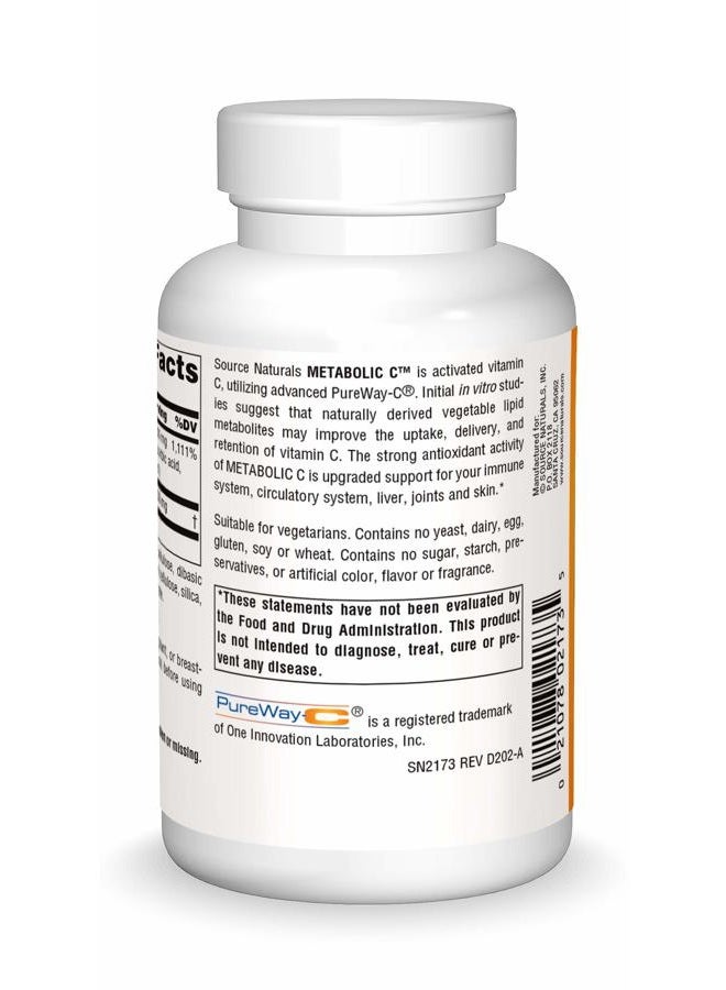 Source Naturals Metabolic C, 1000mg Vitamin C - 100 Tablets - Image 2
