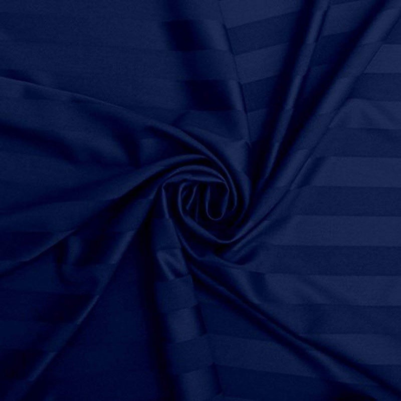 YKC Glace Cotton Satin Striped Plain Color King Size Bedsheet for Double Bed with Two Pillow Covers Navy Blue 90 x 100 Inch - Image 3