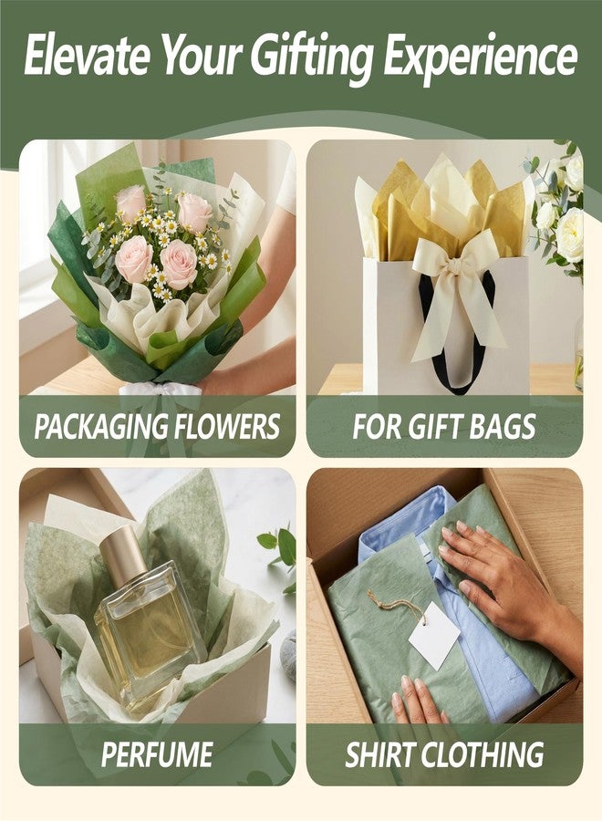 Bobobag بوبوباج، ١٠٠ ورقة، مقاس ٢٠ × ١٤ بوصة، ورق مناديل أخضر فاتح، ورق مناديل ذهبي لأكياس الهدايا، ٥ ألوان لحفلات الزفاف، وأعياد الميلاد، وعيد الميلاد، والأعمال الفنية والحرفية، وتزيين هدايا الحفلات (أخضر وذهبي). - Image 4