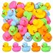 EKisemio 50pcs Mini Rubber Ducks Bath Toys Multicolor Rubber Duckies Bulk Mini Ducks Hiding for Cruise Ship Party Favors Shower Decorations Ducky Themed Pool Squeeze Games Classroom Prize - Image 2