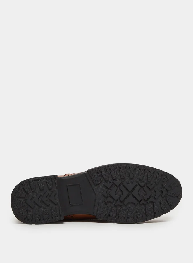 Styli  Brown Chunky Brogue Lace-Up Shoes for Men | Best Price UAE