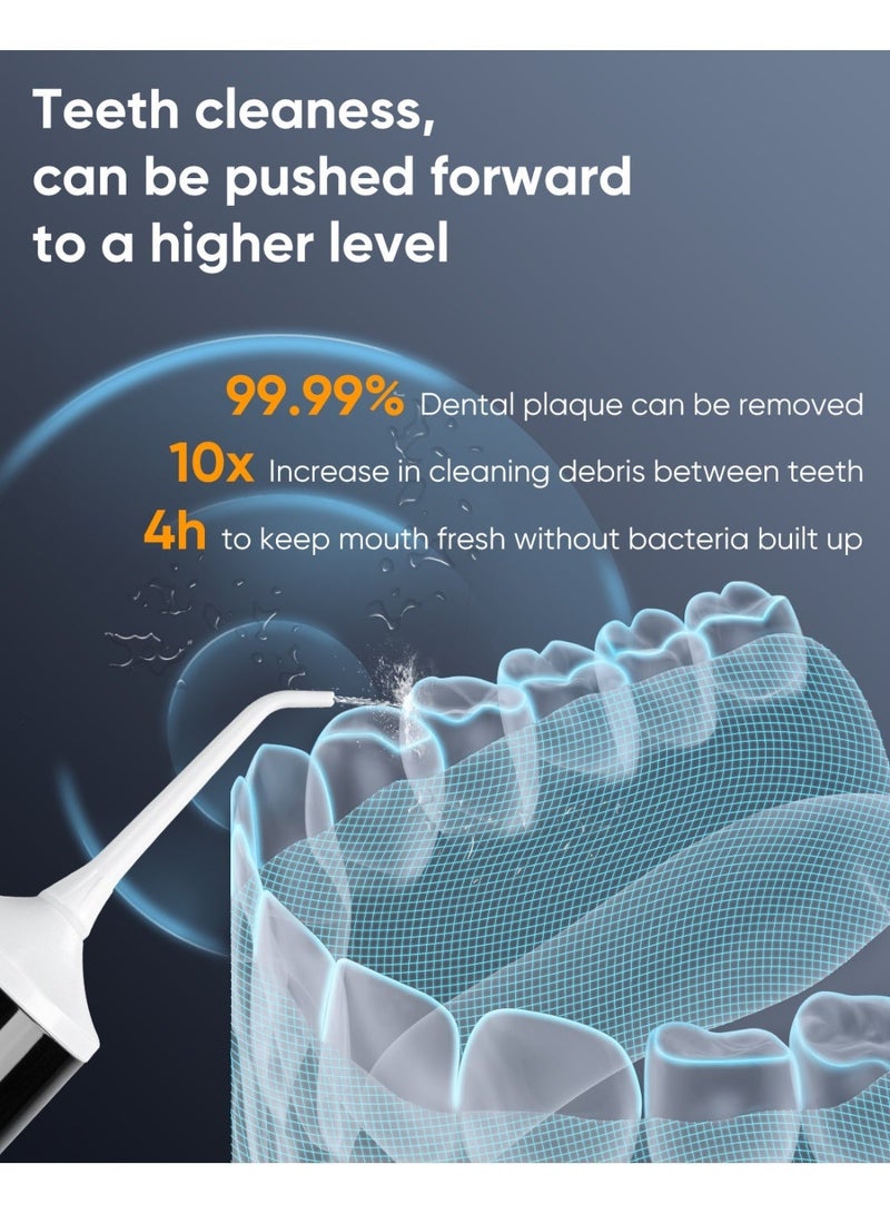 ماي سمايل جهاز تنظيف الأسنان بالماء اللاسلكي MySmile LP221 UVC القابل للتعقيم بسعة 335 مل مع شاشة OLED محمولة، مزود بأربع أوضاع و8 رؤوس نفاثة وحقيبة تخزين للاستخدام المنزلي والسفر (أبيض وردي) - Image 3