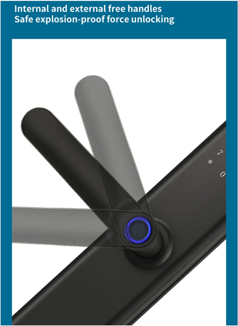 WiFi Smart Fingerprint Electronic Door Lock,Fingerprint/Card/Key/Password/Bluetooth, Suitable for Home, Apartment, Office, Hotel