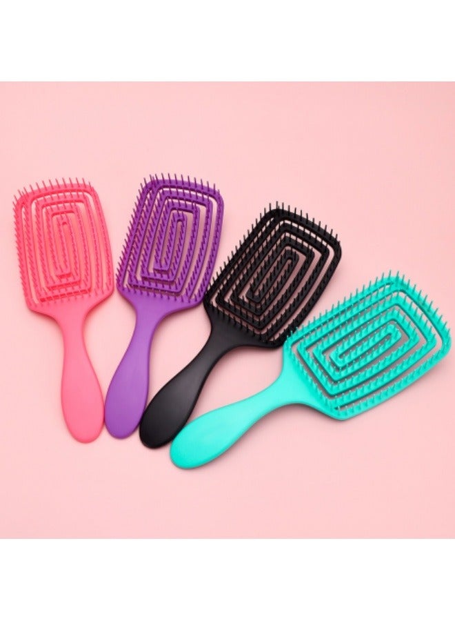 Loquat Hollow Hair Comb Massage Comb Curly Hair Styling Fluffy Comb Hairdressing Tool Green - Image 2