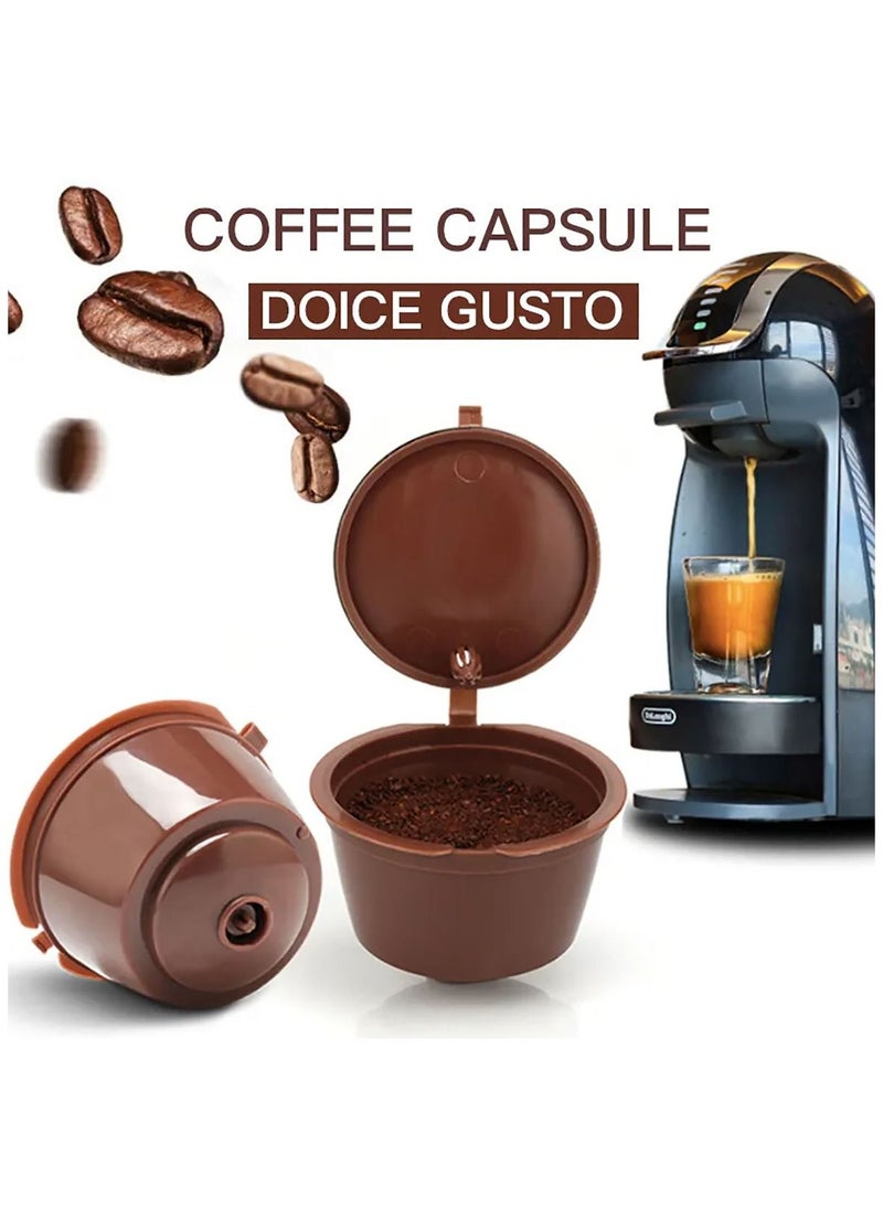 Reusable Coffee Capsules 4PCS Coffee Capsule Filter Cup  for Dolce Gusto Coffee Machine with Spoon and Brush