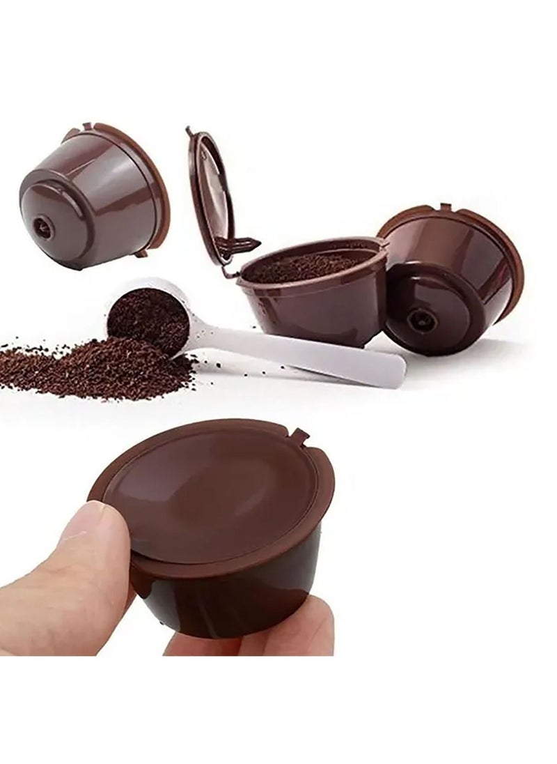 Generic كبسولات قهوة قابلة لإعادة الاستخدام مكونة من 4 قطع كوب فلتر كبسولة القهوة لماكينة القهوة دولتشي غوستو مع ملعقة وفرشاة  - Image 3