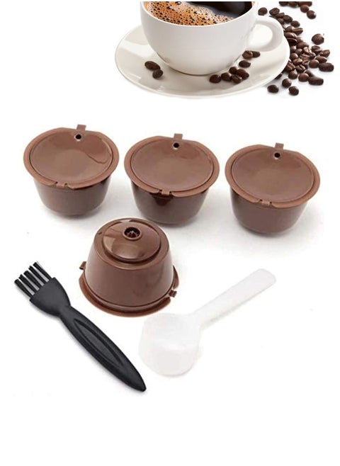 Reusable Coffee Capsules 4PCS Coffee Capsule Filter Cup  for Dolce Gusto Coffee Machine with Spoon and Brush