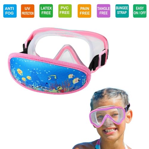 RUIGAO Kids Swim Goggles, Diving Mask Neoprene Padded No Hair Pull Strap，Pink Goggles with Nose Cover for Girls - Image 2
