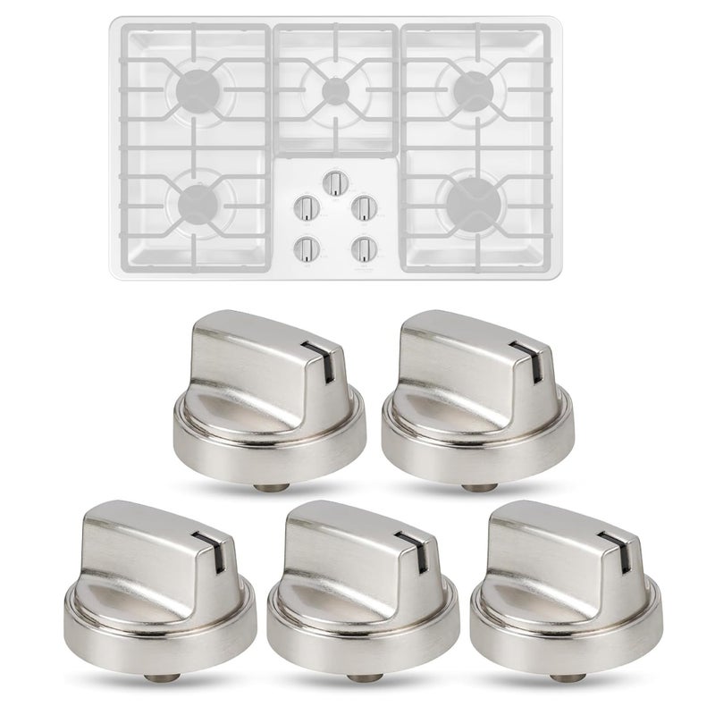 Gesleben 5Pcs Upgraded WB03X29300 Gas Stove Knobs for GE Range Surface Burner Knob, Gas Range Knobs Replacements for JGP3030SL1SS JGP3030SL2SS Cooktop Knob Replace for GE Part Number AP6301265 4585904 - Image 1