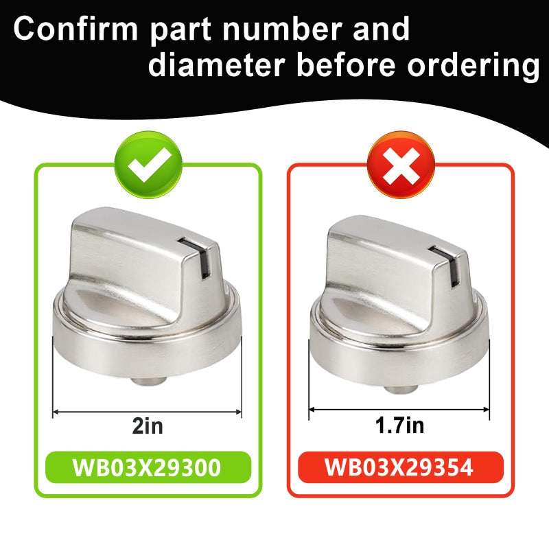 Gesleben 5Pcs Upgraded WB03X29300 Gas Stove Knobs for GE Range Surface Burner Knob, Gas Range Knobs Replacements for JGP3030SL1SS JGP3030SL2SS Cooktop Knob Replace for GE Part Number AP6301265 4585904 - Image 4